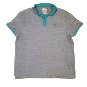 Burton‎ Menswear Striped Short Sleeve Black and White Retro Polo Shirt XXL (UK)